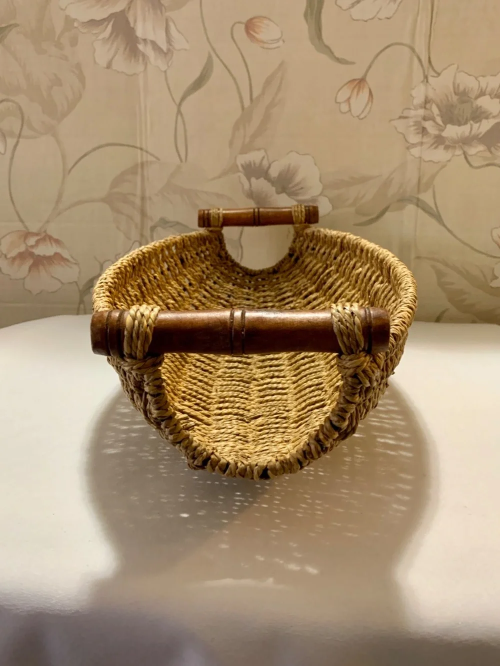 Oval Woven Wire Framed Basket with Wood Handles - 16.25